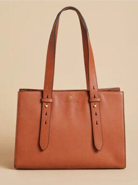 Spartina 449 Siren Taylor Tote Saddle Brown Leather Gold Tone Accents